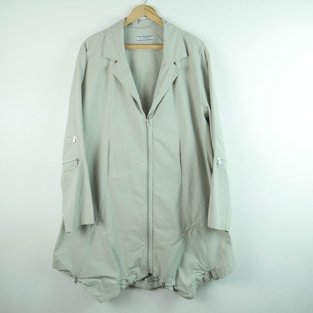 Transparente Jacket 100% Cotton Multi Zip Avant Garde Coat Lagenlook One Size